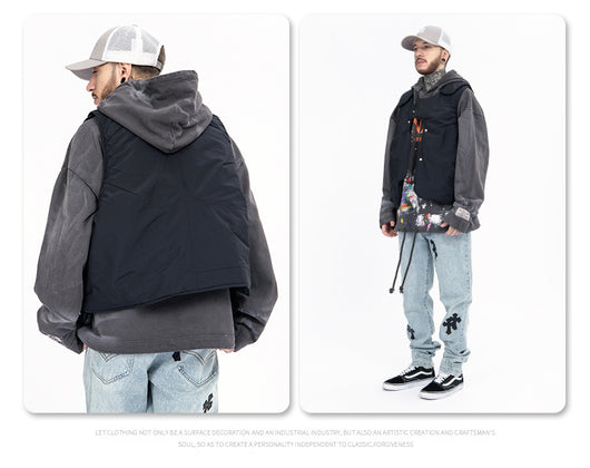Chaleco de Algodón Acolchado Suelta para Hombre - Diseño Liso - Image 8