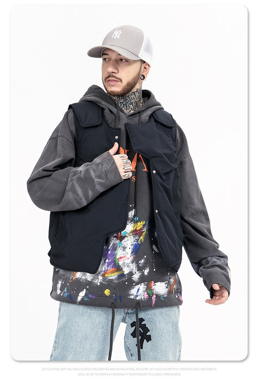 Chaleco de Algodón Acolchado Suelta para Hombre - Diseño Liso - Image 9