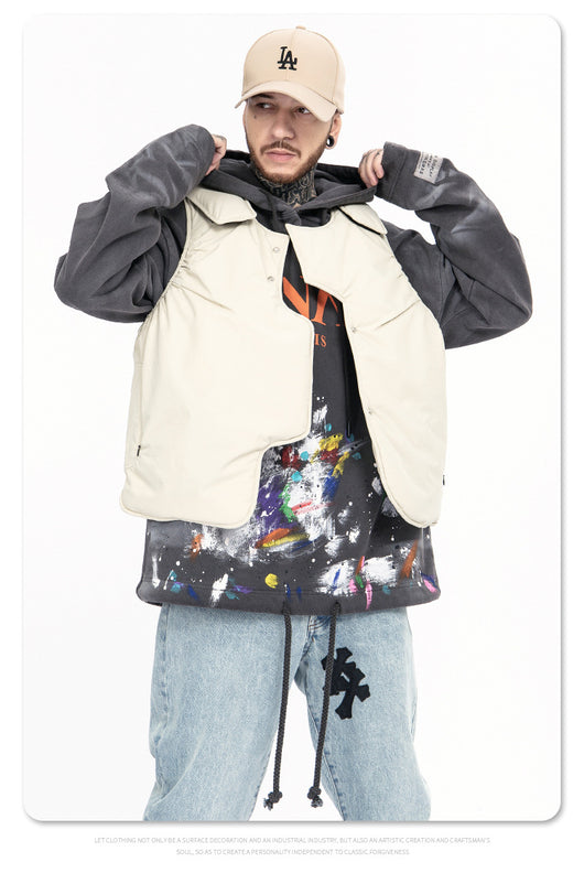 Chaleco de Algodón Acolchado Suelta para Hombre - Diseño Liso - Image 15