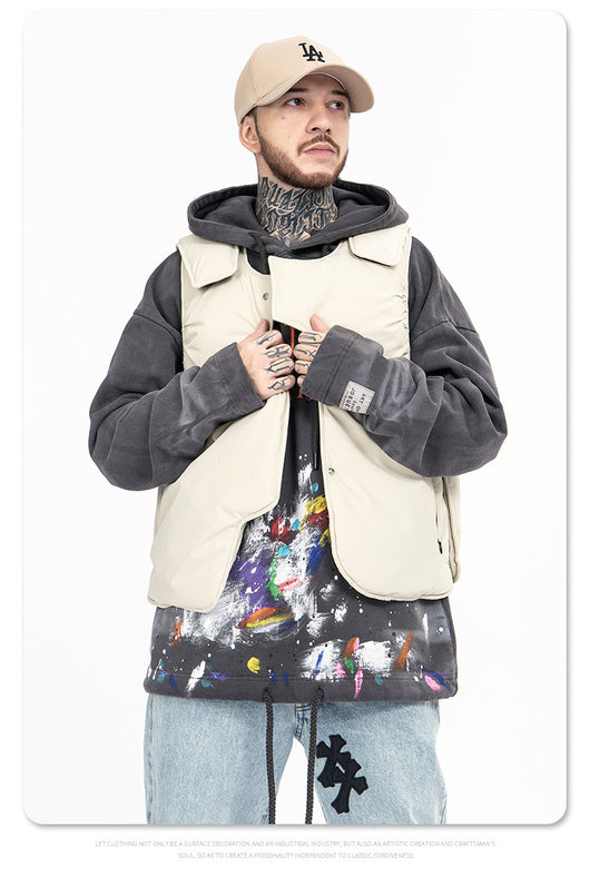 Chaleco de Algodón Acolchado Suelta para Hombre - Diseño Liso - Image 17