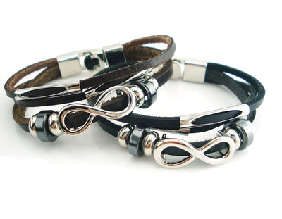Pulsera Retro de Cuero para Hombre con Símbolo de Infinito - Image 4