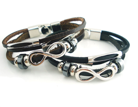 Pulsera Retro de Cuero para Hombre con Símbolo de Infinito - Image 4