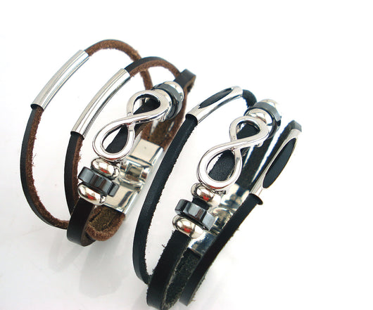 Pulsera Retro de Cuero para Hombre con Símbolo de Infinito - Image 3