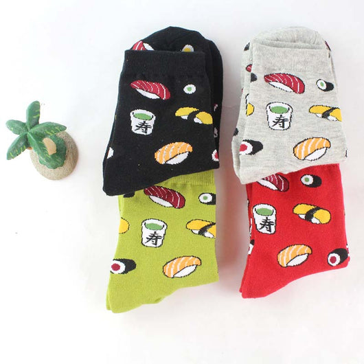 Calcetines Medianos de Algodón para Mujer con Diseño de Sushi y Vida Creativa - Image 3