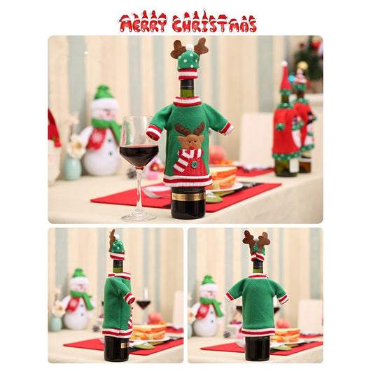 Set de Fundas Navideñas para Botellas de Vino con Bordado Cartoon - Image 7