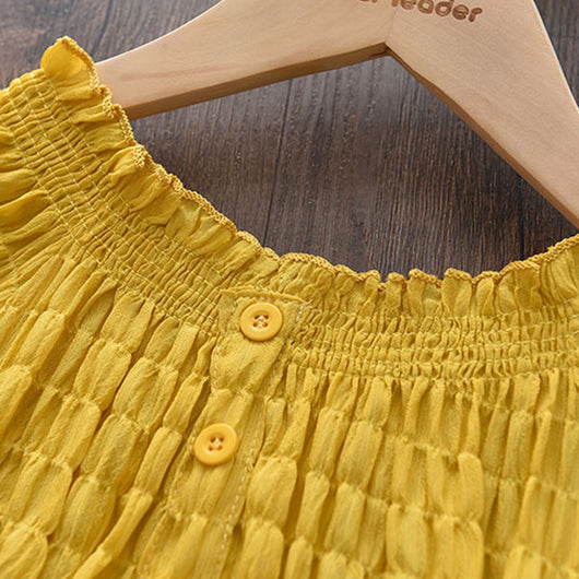 Vestido Infantil de Gasa con Cuello de Encaje y Manga Corta - Image 17
