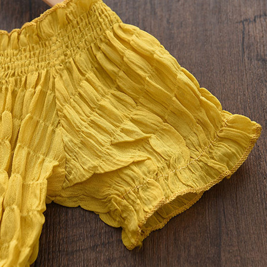 Vestido Infantil de Gasa con Cuello de Encaje y Manga Corta - Image 18