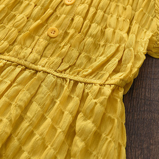 Vestido Infantil de Gasa con Cuello de Encaje y Manga Corta - Image 19