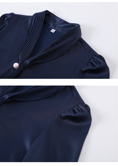 Blusa Profesional de Satén con Manga Larga Estilo Occidental - Image 11