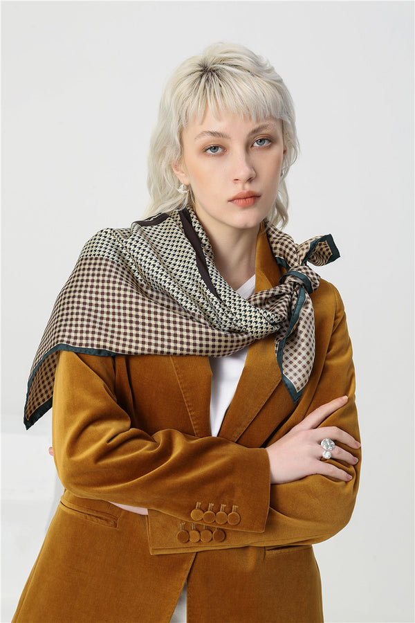 Pañuelo de Seda Twill Cuadros Houndstooth