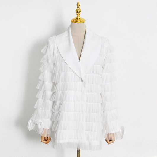 Traje Elegante para Mujer con Paneles de Tul Multicapa y Puños Estilo Pastel - Image 6