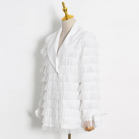 Traje Elegante para Mujer con Paneles de Tul Multicapa y Puños Estilo Pastel - Image 7
