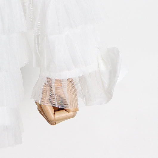 Traje Elegante para Mujer con Paneles de Tul Multicapa y Puños Estilo Pastel - Image 16