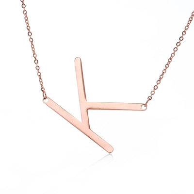Collar Inicial Acero Inoxidable Chapado en Oro Rosa - Image 39