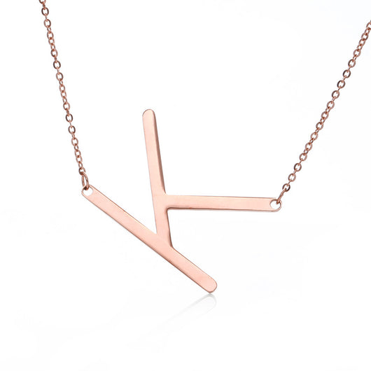 Collar Inicial Acero Inoxidable Chapado en Oro Rosa - Image 39