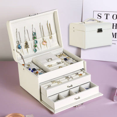 Organizador de Joyas de Tres Niveles - Caja de Almacenamiento Grande Estilo Europeo - Image 6