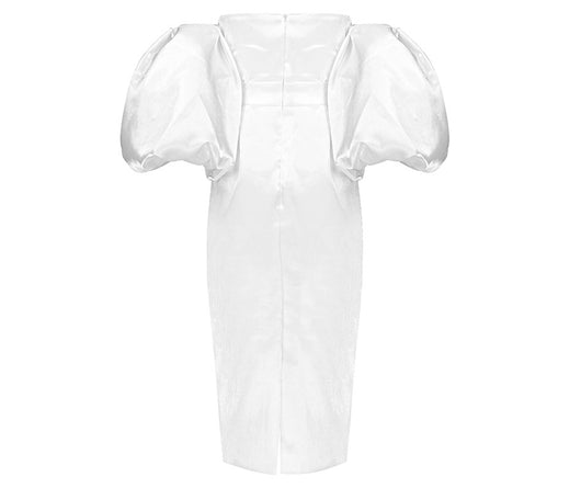 Vestido Ajustado Midi con Mangas Globo y Cintura Envolvente - Image 21