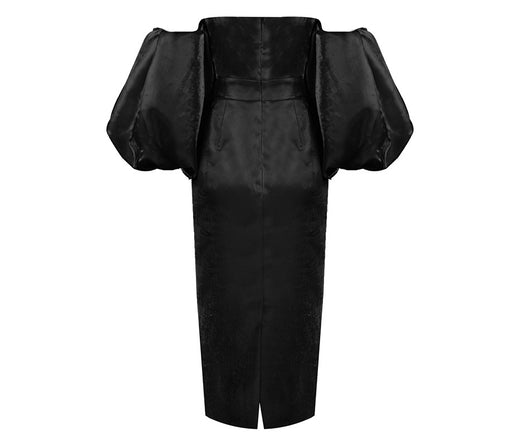 Vestido Ajustado Midi con Mangas Globo y Cintura Envolvente - Image 24