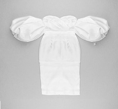 Vestido Ajustado Midi con Mangas Globo y Cintura Envolvente - Image 25