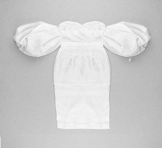 Vestido Ajustado Midi con Mangas Globo y Cintura Envolvente - Image 25