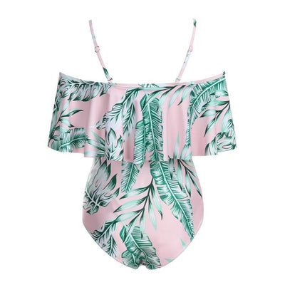 Traje de Baño Enterizo de Un Hombro con Volante Grande - Image 12