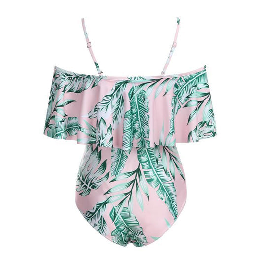 Traje de Baño Enterizo de Un Hombro con Volante Grande - Image 12