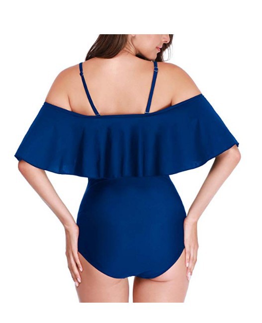 Traje de Baño Enterizo de Un Hombro con Volante Grande - Image 17