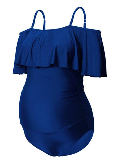 Traje de Baño Enterizo de Un Hombro con Volante Grande - Image 20