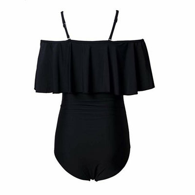 Traje de Baño Enterizo de Un Hombro con Volante Grande - Image 21