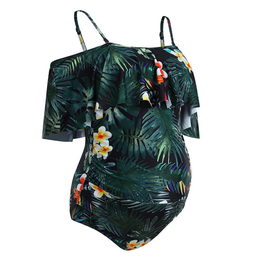 Traje de Baño Enterizo de Un Hombro con Volante Grande - Image 24
