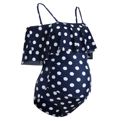 Traje de Baño Enterizo de Un Hombro con Volante Grande - Image 29