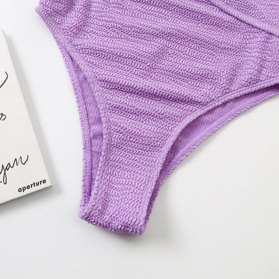 Traje de Baño Mujer Una Pieza Hombro Descubierto Color Sólido - Image 27