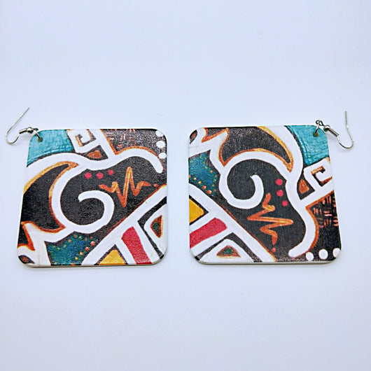 Aretes Cuadrados de Madera Vintage - Image 5