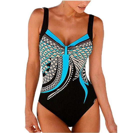 Traje de Baño Retro Estampado Espalda Descubierta para Mujer