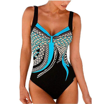 Traje de Baño Retro Estampado Espalda Descubierta para Mujer