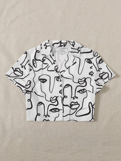 Camisa Estampada de Solapa Única Largo Medio - Image 7