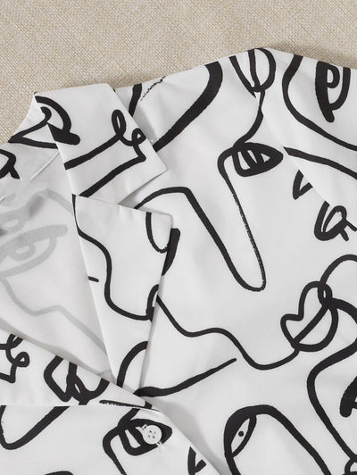 Camisa Estampada de Solapa Única Largo Medio - Image 8