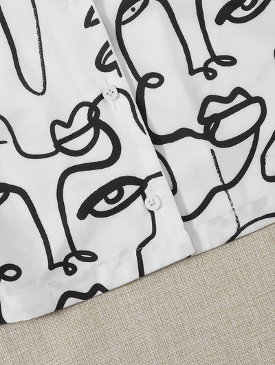 Camisa Estampada de Solapa Única Largo Medio - Image 9