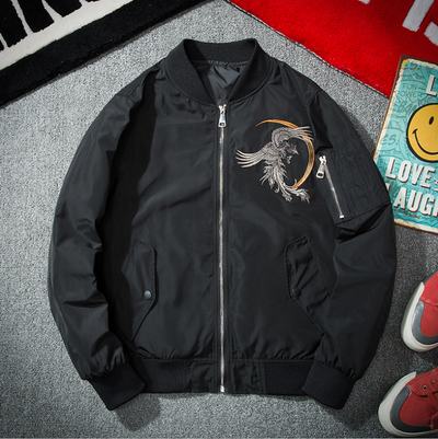 Chaqueta Bomber Hombre Estilo Coreano con Bordado Demonio - Diseño Urbano Moderno - Image 9