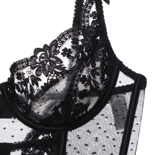 Conjunto de Lencería Francesa Delgada con Encaje Bordado para Mujer - Image 20