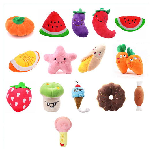 Purple plush eggplant pet toy with a green stem and an embroidered happy face, designed for dogs and cats. - Image 23