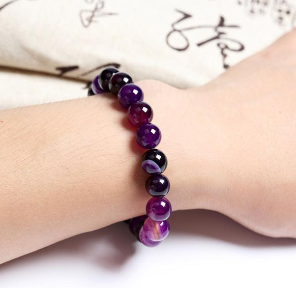 Pulsera de Piedra Violeta Natural para Mujer