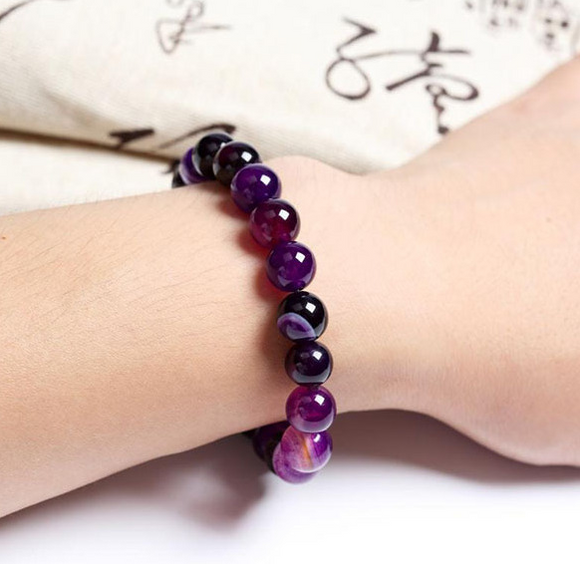 Pulsera de Piedra Violeta Natural para Mujer