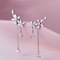 Fringed flower zircon sterling Plateado earrings Plateado