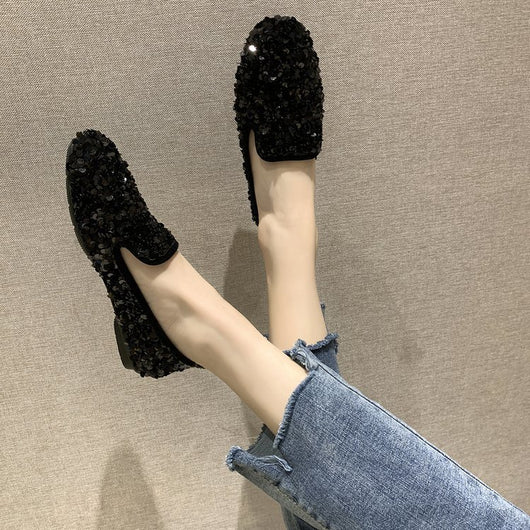 Zapatos de Tacón Bajo Brillantes Multiuso para Mujer - Image 10