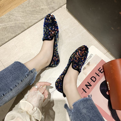 Zapatos de Tacón Bajo Brillantes Multiuso para Mujer - Image 19