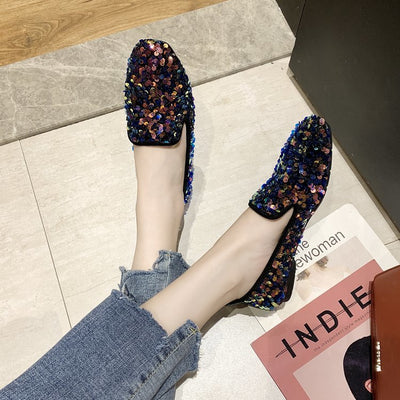 Zapatos de Tacón Bajo Brillantes Multiuso para Mujer - Image 23