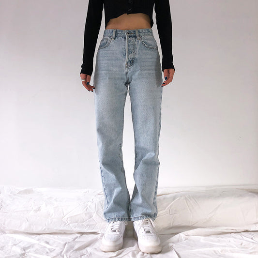 Pantalones Vaqueros Retro Talle Alto Corte Recto