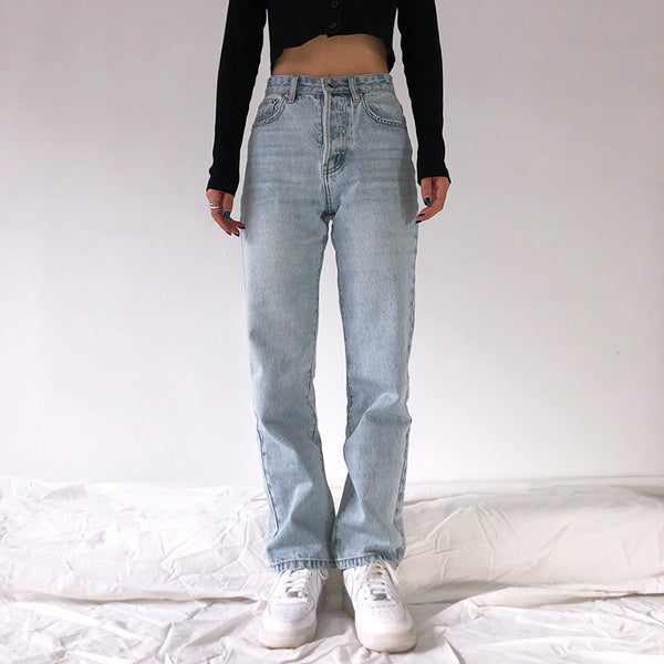 Pantalones Vaqueros Retro Talle Alto Corte Recto