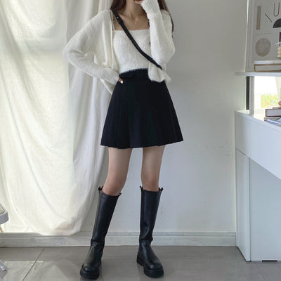 Conjunto de Dos Piezas: Cardigan de Visón Tejido con Top Tubo Primavera - Image 28